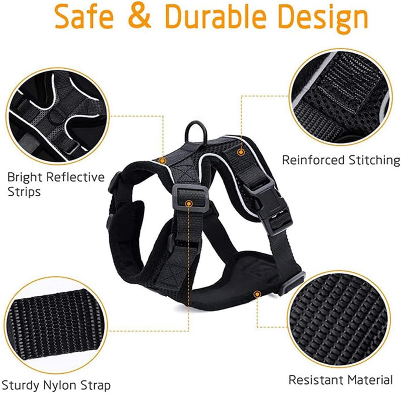 Cat Harness and Leash Set for Walking,Kitten Harness,Easy Control Soft Breathable Mesh Jacket with Reflective Strips for Cats , Suitable For Home Use and Pet Stores. - MARRIABEE