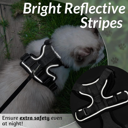 Cat Harness and Leash Set for Walking,Kitten Harness,Easy Control Soft Breathable Mesh Jacket with Reflective Strips for Cats , Suitable For Home Use and Pet Stores. - MARRIABEE